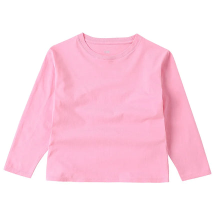 Long Sleeve T-shirt Cotton Solid Boys Girls Active T-shirts Tops Undershirts Children Basic Tee 1-16 Years