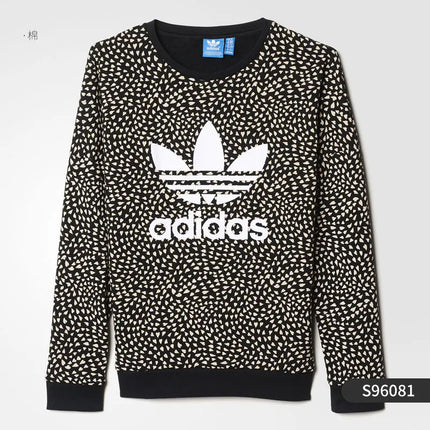 Adidas Originals Trefoil Girls' Black and White Polka Dot Casual Sports Sweatshirt S96081