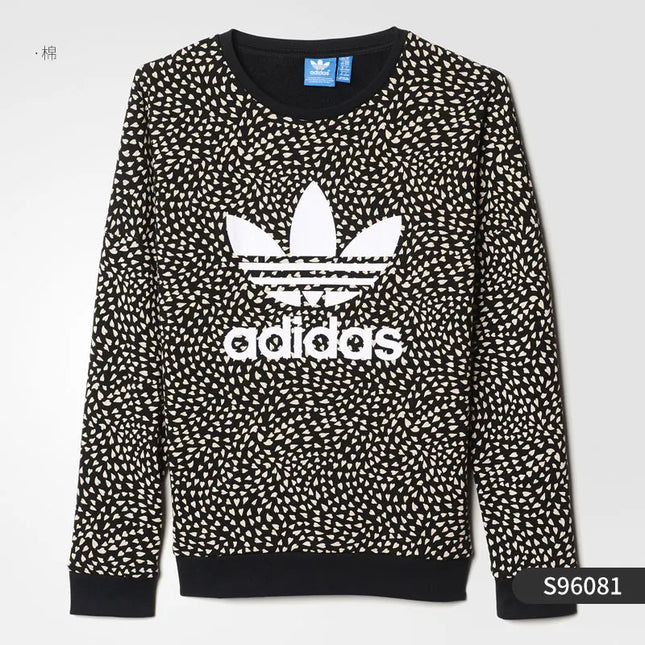 Adidas Originals Trefoil Girls' Black and White Polka Dot Casual Sports Sweatshirt S96081
