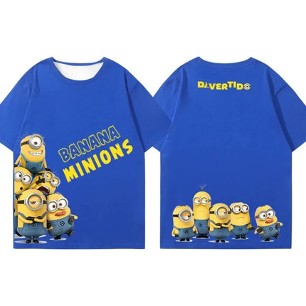Boys and Girls' Short-Sleeved Double-Sided Printed Cute Little Yellow Printed Children's T-shirt Suitable for Summer