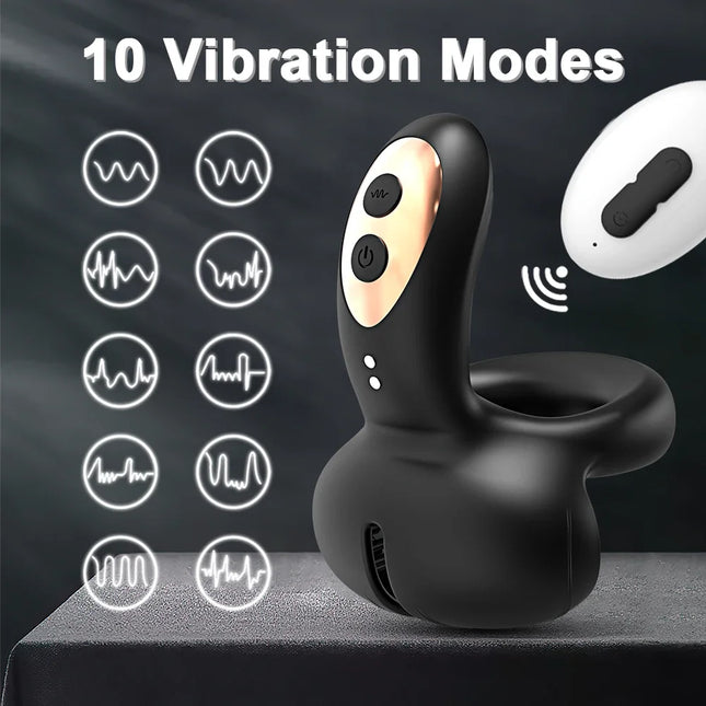 Remote Control Cock Ring for Men Penis Vibrator Male Ejaculation Delay Testicles Perineum Stimulator Massage Sex Toy for Couples