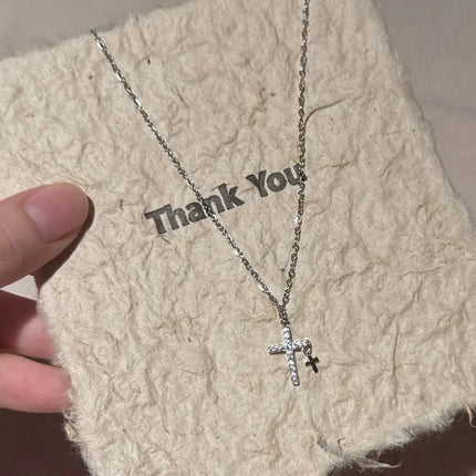 Summer Black Rhinestone Cross Jesus Pendant Choker Necklace for Women Punk Vintage Double Layers Chain 2026 Neck Boho Jewelry
