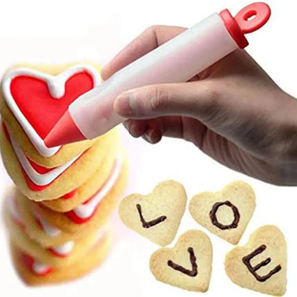 Silicone Food Writing Pen Decorating Pen with 4 Patterns of Icing Piping Pen Tips Cookie Cream Pastry Decorating Pens for Baking