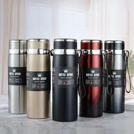1L Portable Stainless Steel Thermal Bottle - Vacuum Insulated Thermos Keep Cold and Hot, for Water, Tea & Coffee Home Office Use