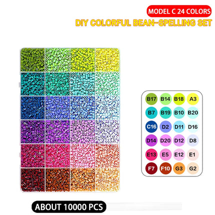 Bestseller 24/48 Colors Fuse Beads Complete Set, 2.6mm Perler Beads for 3D DIY Craft, with Ironing Papers, Gift for Kids Teens