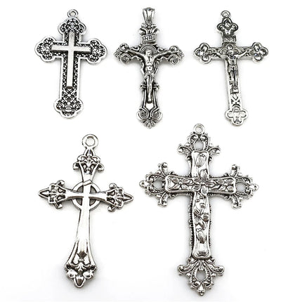 10/20/30pcs/Lot Metal Silver Color Cross Charms For Jewelry Making Supplies Christ Accessories Handmade Women/Men Pendant Charm