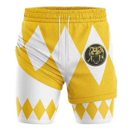 Bandai Periphery Power Rangers Men's Double Layer 2-in-1 Performance Gym Shorts Summer Quick-dry Comfy Lightweight Beach Shorts