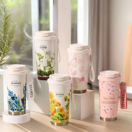 Stainless Steel Tumbler Mug Vacuum Flasks Insulated Coffee Cup Leakproof Lid Travel Thermos Cups for Tea Thermal Water Bottle