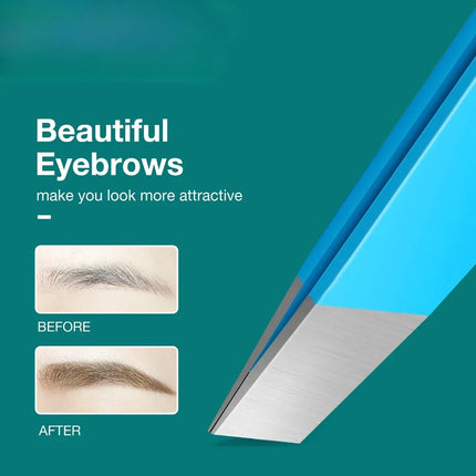 Stainless Steel Slanted Mouth Eyebrow Tweezers Colorful Hair Beauty Fine Hairs Puller Eye Brow Clips Beard Removal Makeup Tools