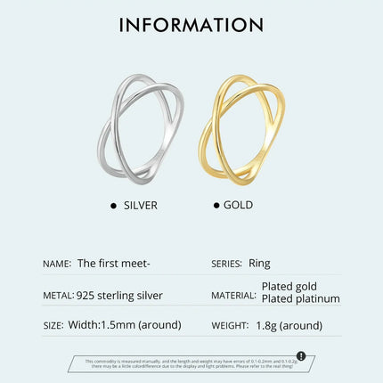 BAMOER 14K Gold Plated X Ring Dainty Minimalist 925 Sterling Silver Cross Ring for Women Promise Jewelry 2 Colors SCR543