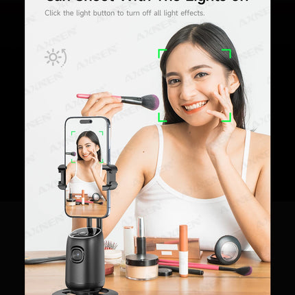 AI Auto-Tracking Phone Gimbal 360° Rotating Face Tracking Stabilizer Portable Desktop Holder for Live Streaming & Photo Shooting