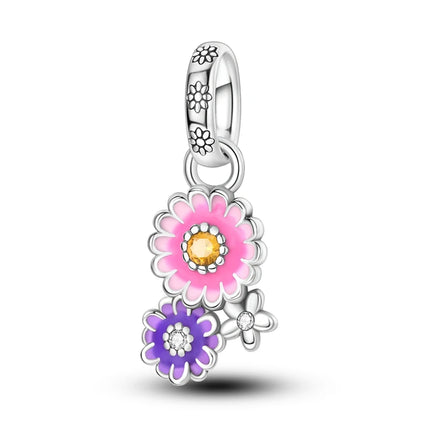 925 Sterling Silver Purple Series Butterfly Aries Gemini Safety Chains Fit Original Bracelet DIY Jewelry Making Gift For Women