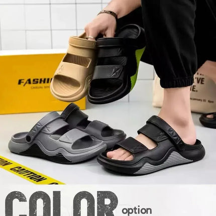 Men's Summer Outdoor Sandals Anti-Slip Beach Thick Bottom Color Block Soft Comfortable Sports Slippers PVC Material Leisure Styl