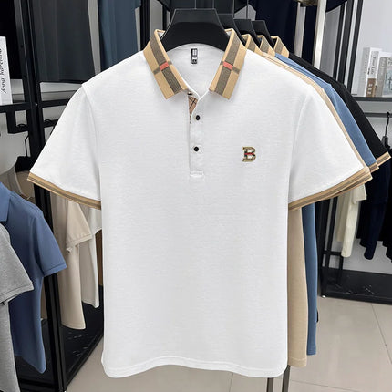 Summer 2025 men's golf fashion: short-sleeved polo shirt, high-end design, exquisite ice silk embroidery, breathable T-shirt