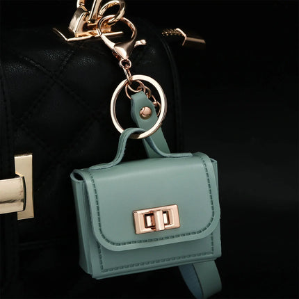 Mini Leather Openable Small Bag Keychain Pu Leather Hand Strap Coin Purse Accessories Pendant Mobile Phone Bag Jewelry Gift