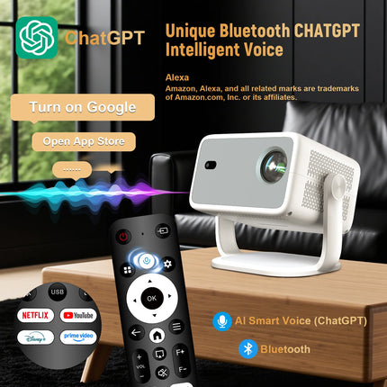 Velec TP350 NTV Projector Compatible with Netflix 650ANSI Android 13 Native 1080P With Auto Focus Smart Home Outdoor Projector