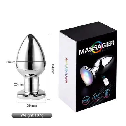 1PCS Heart-shaped Metal Vibrating Anal Plug Luminous Vibrating Anal Plug Remote Application Control Adult Couples Sex Toy