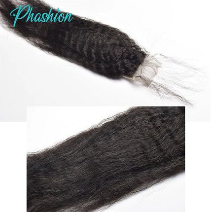 Phashion Real HD 2x6 Kim K 26 28 Inch Kinky Straight Deep Parting Yaki Lace Closure 100% Human Hair Transparent Lace Remy Hair