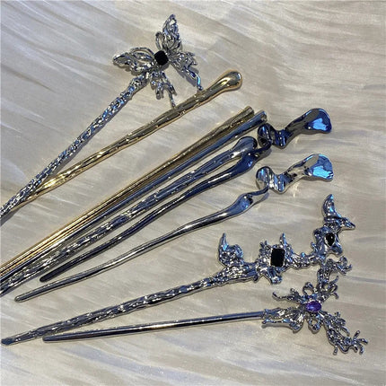 Fashion Butterfly Hair Sticks for Women Metal Hair Clip Pins Minimalist Irregualr Girls Hairpins Hair Bun Maker Headwear