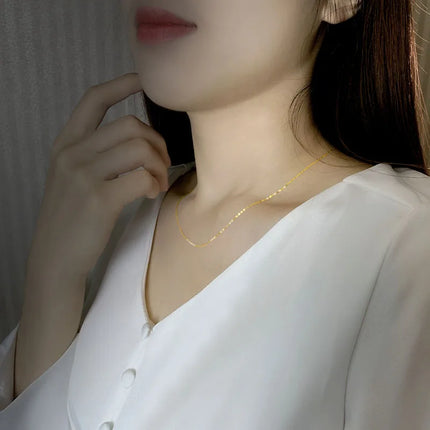 NYMPH Real 18K yellow Gold Chopin Chain Necklace Au750 Fine Jewelry Wedding For Female Wedding Gift X269 22-9-14