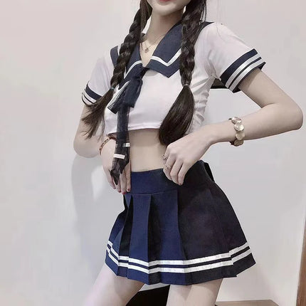 Hot Dress Sex Cosplay Porn Set Lolita JK Short Uniform Crotchless Midriff-baring Designs Women Secret Fantasy Nightwear Sex Shop
