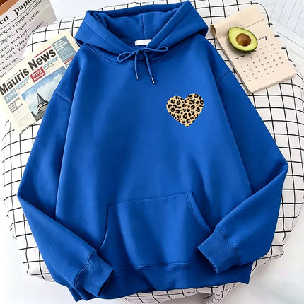 Heart Love Leopard Print Hoodies Spring Autumn Winter Casual Hoodies Sweatshirts Graphic Women Hoodie Sweatshirt