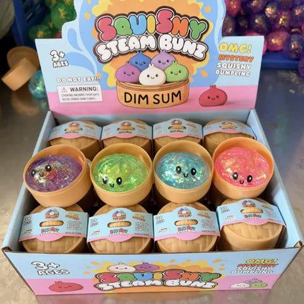 Hot Glitter Dumpling Squishy Maltose Series with Box Dumplings Sensory Squeeze Toy for Stress Relief Random Color