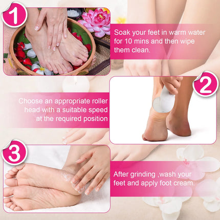 17Pcs Rechargeable Electric Foot Callus Remover With Vacuum 3 Grinding Heads 2 Speeds Dead Skin Pedicure Foot Care Tool