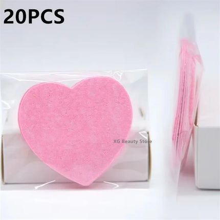 10/20/50PCS Heart Shape Reusable Facial Sponges Pad Compressed Natural Facial Cleansing Pads Exfoliating For Cleansing