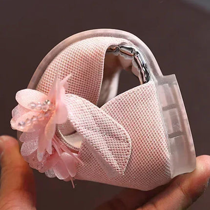 Summer New Style Children's Sandals Girls Fashion Rhinestone Flower Princess Shoes Little Girls Soft Soled Dance Shoes Girls