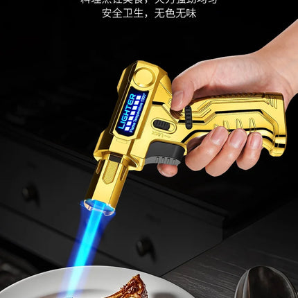 Metal High-temperature High Flame Welding Gun Lighter Windproof Direct Spray Flame Safety Lock Kitchen Cigar Outdoor Lighter