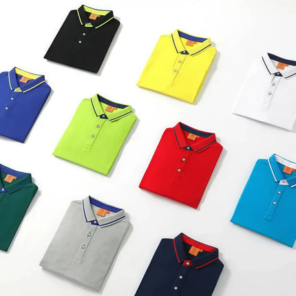 Ice Silk Short Sleeve T-Shirt Summer Work Uniform Logo Printed  Team Culture Polo Shirt  Fashion for Men and Women