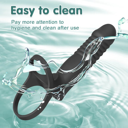 APP Controlled Double Penetration Vibrator Sex Toys for Couple Thrusting Anal Plug Vibrator with Penis Cock Ring Adult Products
