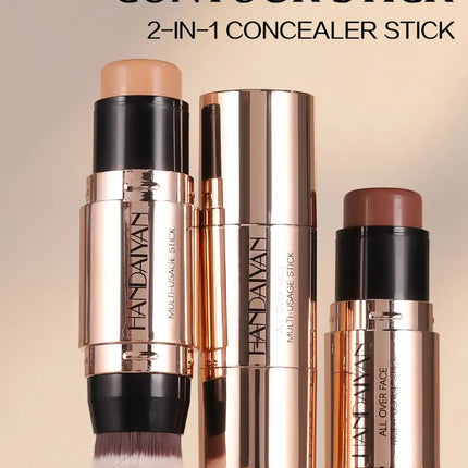 Double-head Face Bronzer Contour Stick Cream Makeup Light Dark Shadow Lasting Concealer Facial Brighten Contouring With Brush