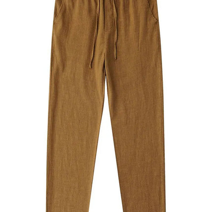 Casual Cotton Linen Chino Pants Men Wide Leg Lightweight Baggy Cotton Sweatpants Male Sport Jogger Straight Work Trousers