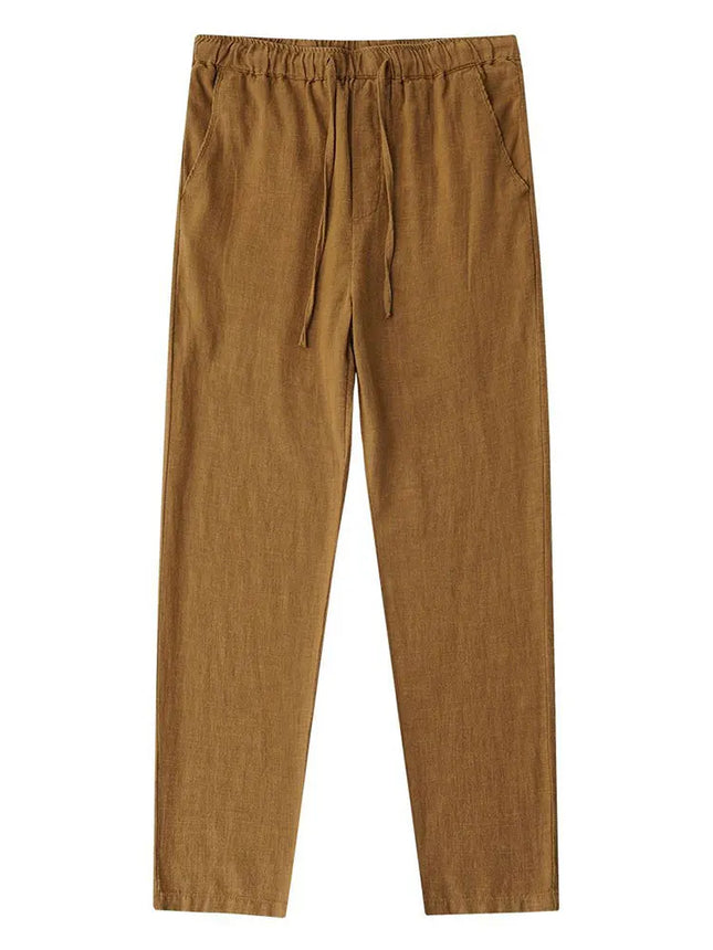 Casual Cotton Linen Chino Pants Men Wide Leg Lightweight Baggy Cotton Sweatpants Male Sport Jogger Straight Work Trousers