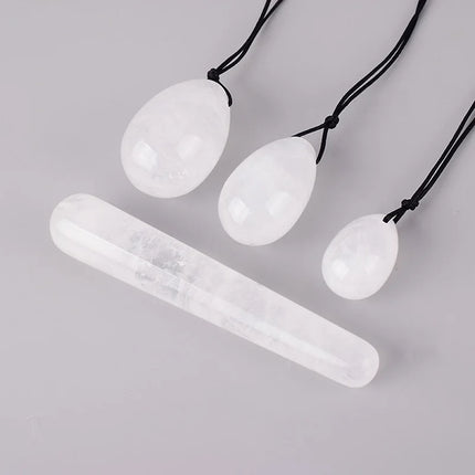 4Pcs Set Natural Jade Yoni Egg & Wand Women Kegel Exerciser Vaginal Muscles Tightening Ball Natural Crystal Jade Eggs