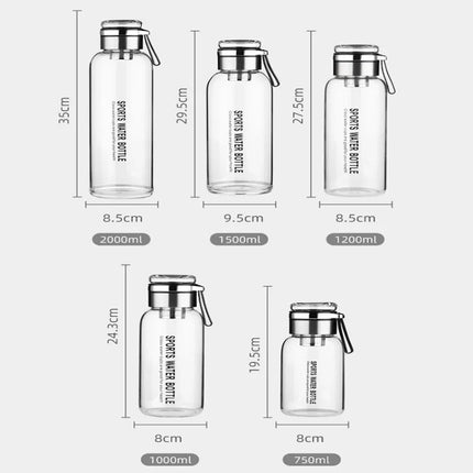 Large Capacity Glass Water Bottle Transparent Milk Juice Cup  for Tour Outdoor Sports and Travel Leak Glass Bottle