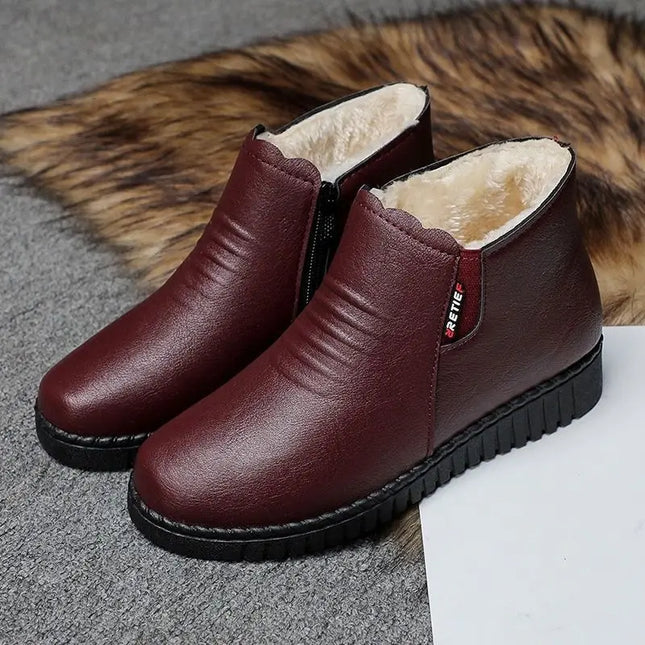 Thickened Warm Cotton Shoes for Middle-Aged And Elderly Women Winter Mom Shoes Fleece-Lined Anti-Slip Flat Bottom Soft Bottom...