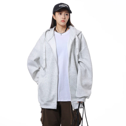 Fall Women's Fashion Zipper Cat Ears Hoodie Jacket Y2k Solid Color Cardigan Long Sleeve Oversized Hoodies for Female Sweatshirt