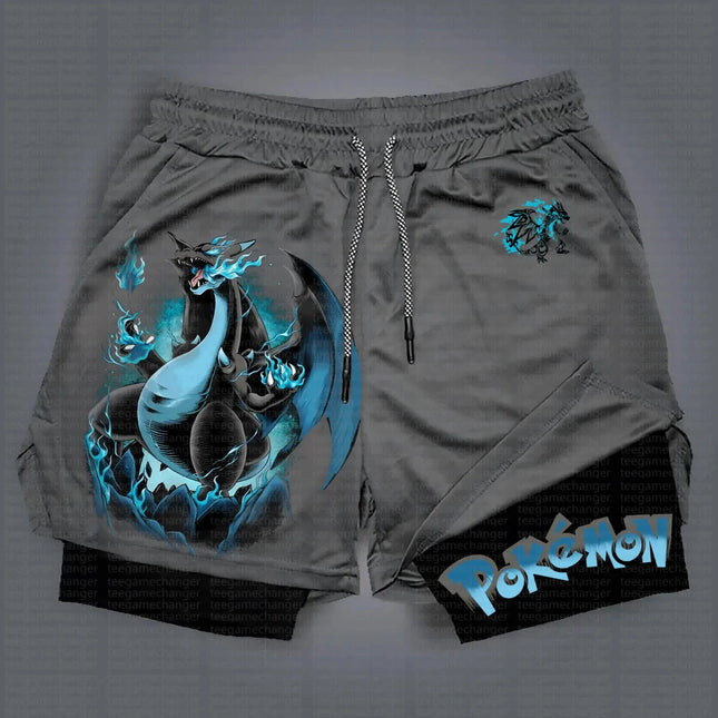 Pokémon Game 2-in-1 Shorts Summer/Autumn Men's and Women's New Joint Sports and Fitness American Trend Double-layer Shorts