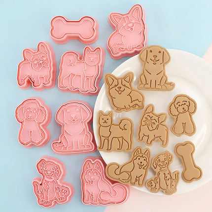 8 Pcs/set Cookie Cutters Plastic 3D Dinosaur Shape Cartoon Pressable Biscuit Mold Cookie Stamp Kitchen Baking Pastry Bakeware
