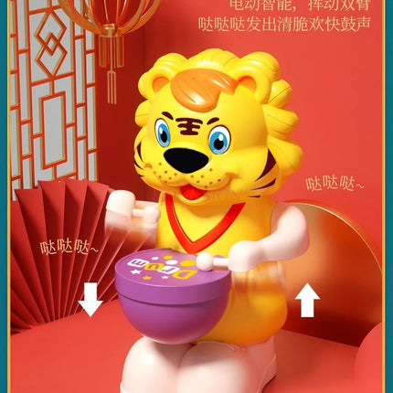 Singing and dancing, little tiger, children's electric music, head up training, 0-1 year old baby toy