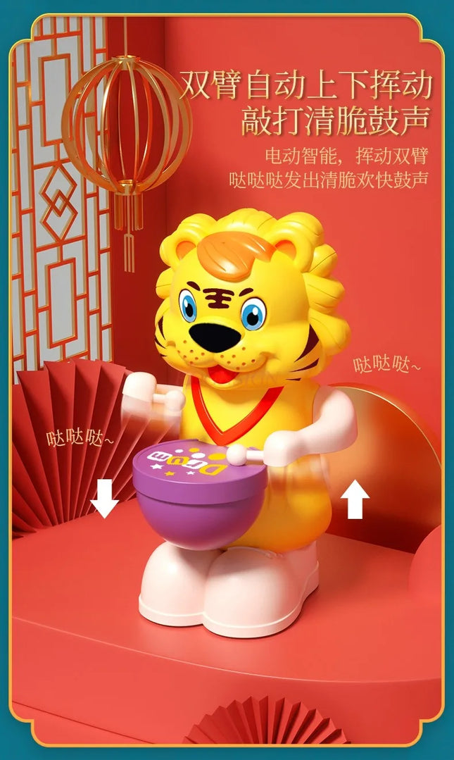 Singing and dancing, little tiger, children's electric music, head up training, 0-1 year old baby toy
