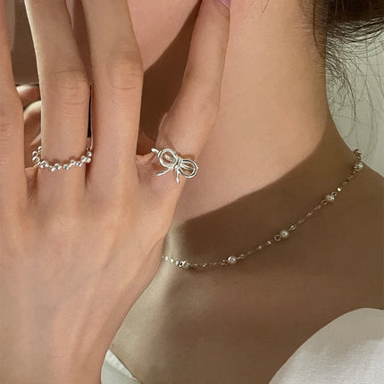 VENTFILLE 925 Sterling Silver Bow Tie Open Finger Ring For Women Gift Cute Design Fashion Jewelry Gift Wholesale