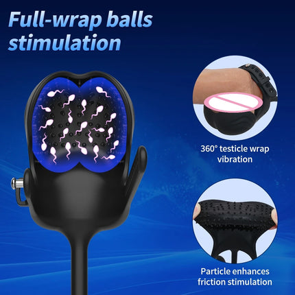 3 in 1 Anal Plug Vibrator Testicle Taint Stimulator Vibrating Cock Ring Remote Control Male Prostate Massager Sex Toy for Couple