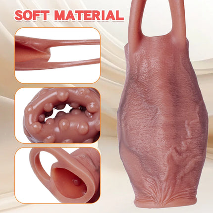 Dick Sleeve Enlargement Lock Sperm Penis Ring Adult Men Sex Toy Enlarged and Thicken Cock Sleeve Soft Silicone Male 18+ Sexy Toy