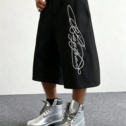Men's Street Style Sports Shorts with British Signature Print Suitable for Outdoor Music Festivals Casual Outings on The Streets