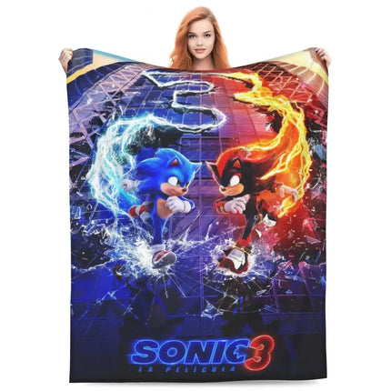 Sonic Poster Blanket 100x150cm - Soft Warm Throw Bedspread / Couverture Sonic 100x150cm - Jeté Doux Chaud
