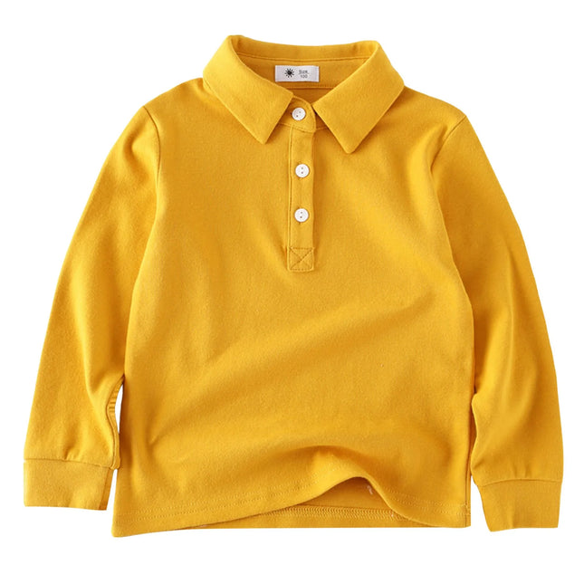 Little Kids Clothes Boys Long Sleeved Polo Shirts Solid Color Boys Shirts Children Spring Summer Polo Shirt School Tops Tee 1-7Y